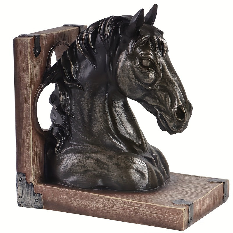 Apoios para Livros em Resina com Cabeça de Cavalo - Perfeitos para Casa, Escritório e Presentes