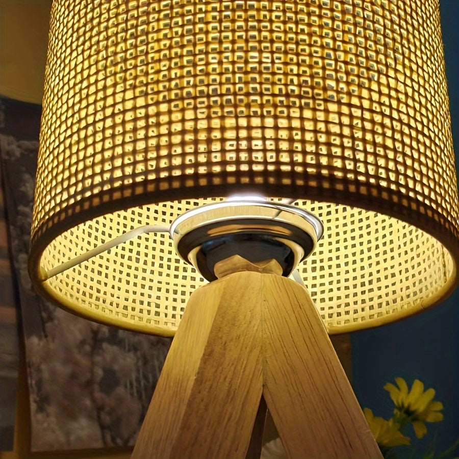 DecoLight - Rustic Wooden Table Lamp with USB Power Supply