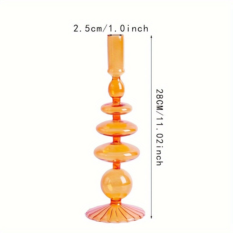 1pc Set di Candelieri in Vetro Creativi e Minimalisti - Vaso in Vetro Laccato per Decorazione da Tavolo per Soggiorno, Tavola da Pranzo e Cena Romantica