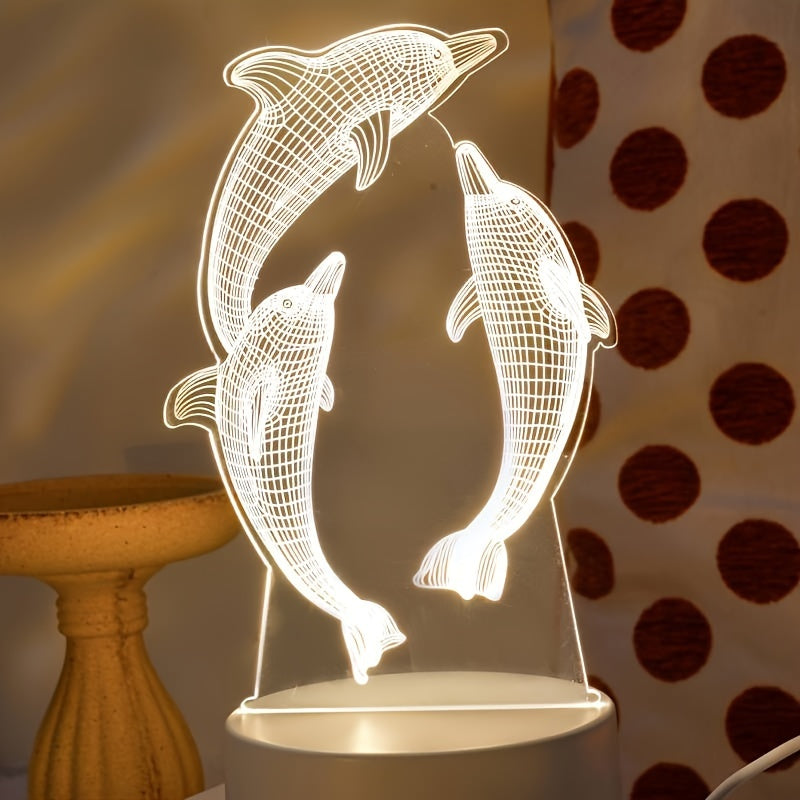 GeoDolphin - Modern 3D Illusion Table Lamp
