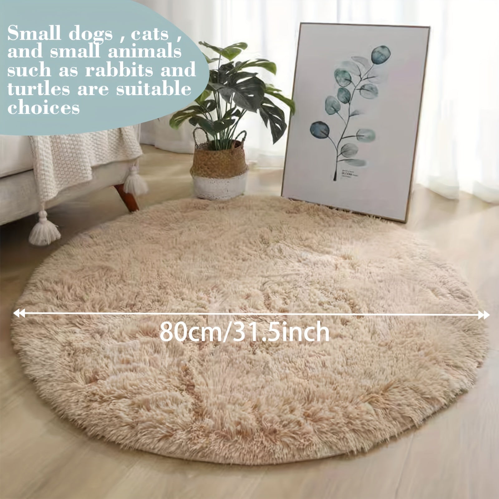 Alfombra para Mascotas de Felpa Ultram Suave – Tapete Redondo Antideslizante y Esponjoso, Impermeable y Cómodo para Sala de Estar y Dormitorio