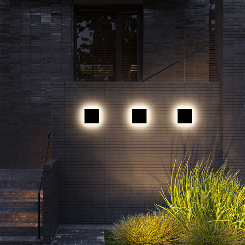 LunaGlow - Lámparas de pared LED minimalistas de metal negro para jardín y pasillo