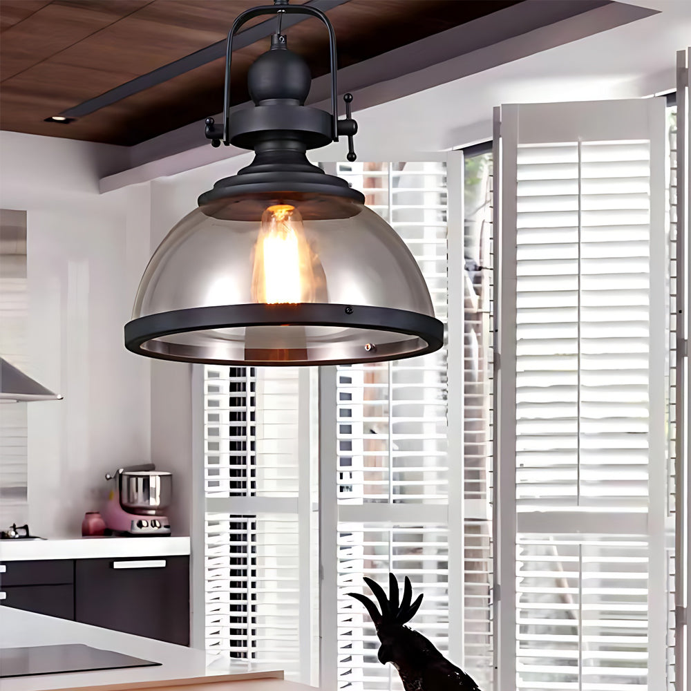 GlassDome - Industrial Vintage Pendant Lamp with Glass Dome for Kitchen and Dining Room