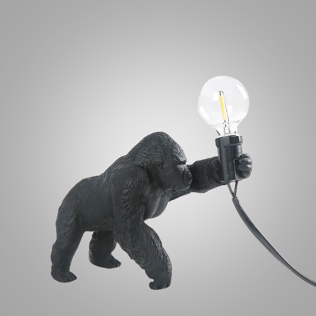 GorillaLux - Unique Gorilla Table Lamp | Modern Animal Lamp with Warm LED Lighting