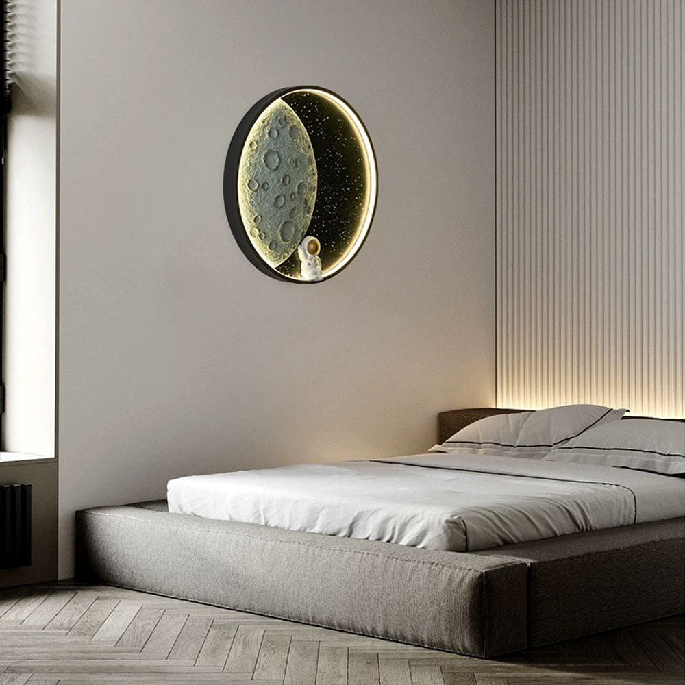 Elif Moderno Astronauta Maan Lampada da Parete LED Camera da Letto/Bambini Interno Metallo Dimmerabile