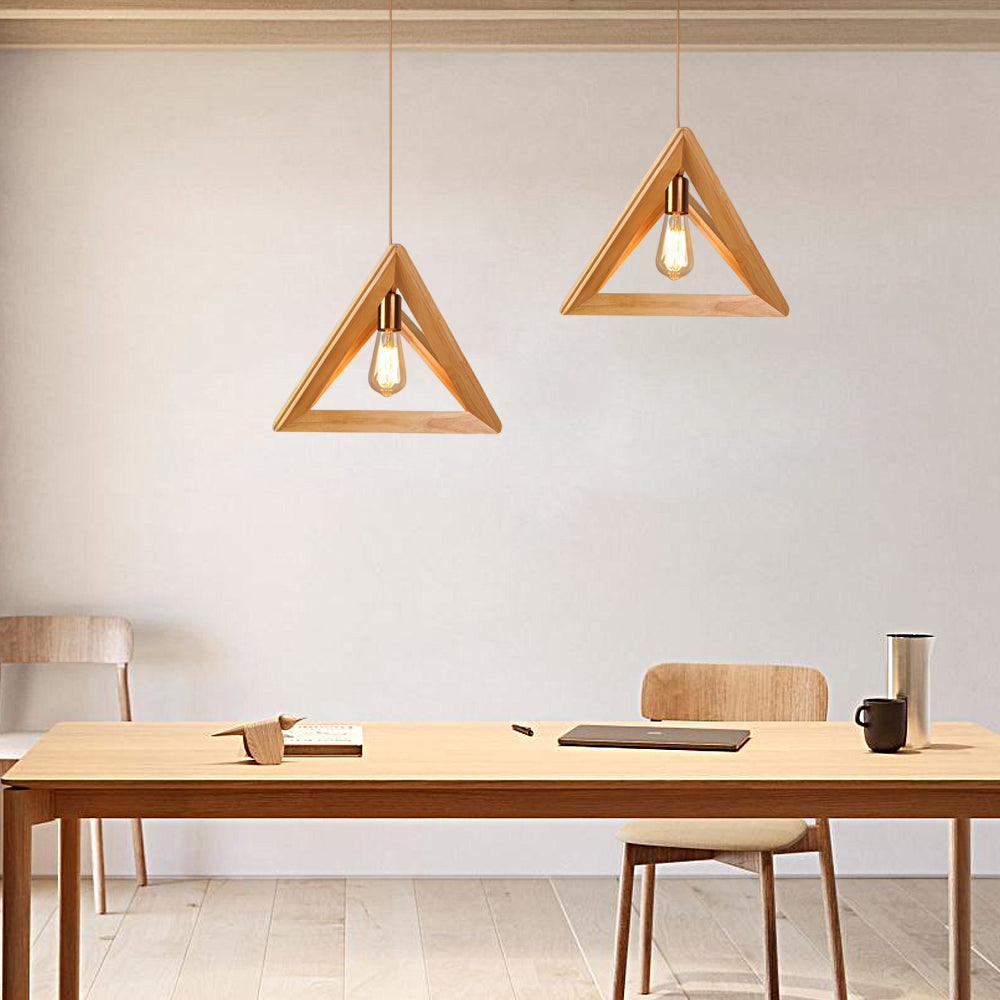 NordicFrame - Scandinavian Hanging Lamp with Wooden Frame in Geometric Design