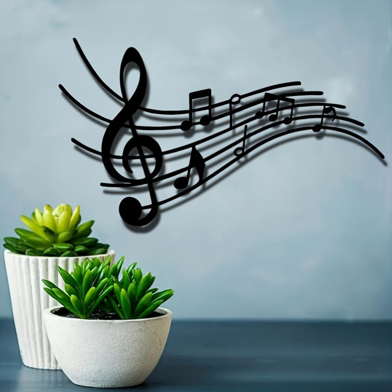 MusicArt - Zwarte Metalen Muzieknoot Muurkunst