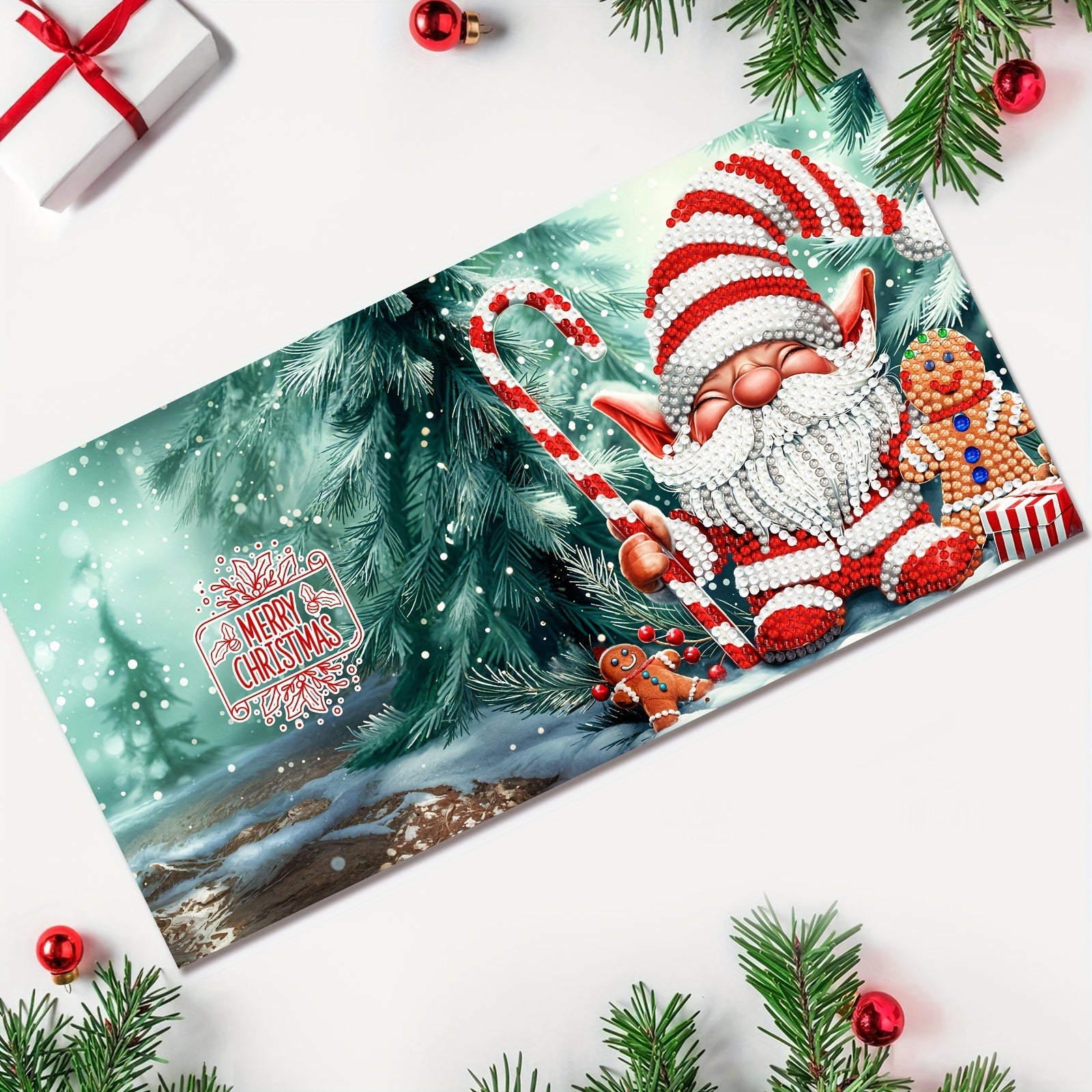 12-piece DIY Diamond Painting Christmas Cards Set - Santa Claus Theme Greeting Cards for Friends and Family