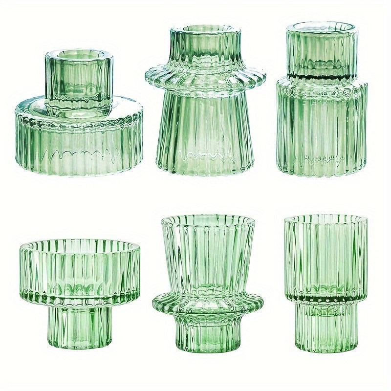 Portacandele in Vetro 3/6 Pezzi - Perfetto per Decorazioni da Tavolo e Matrimoni