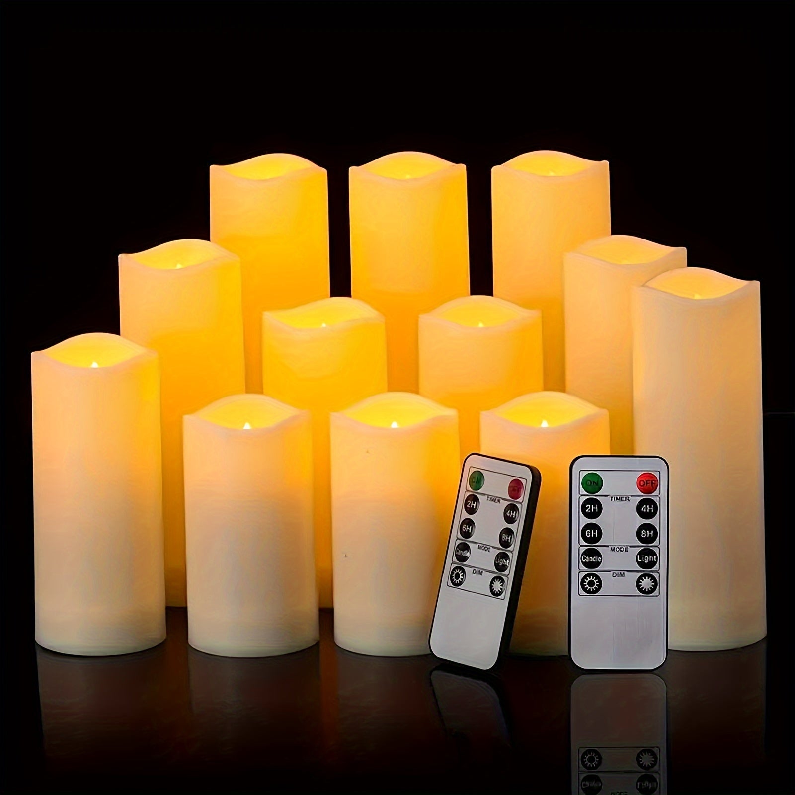 12 Velas Impermeáveis de Cor Marfim com LED - Velas Sem Chama com Temporizador e Comando à Distância