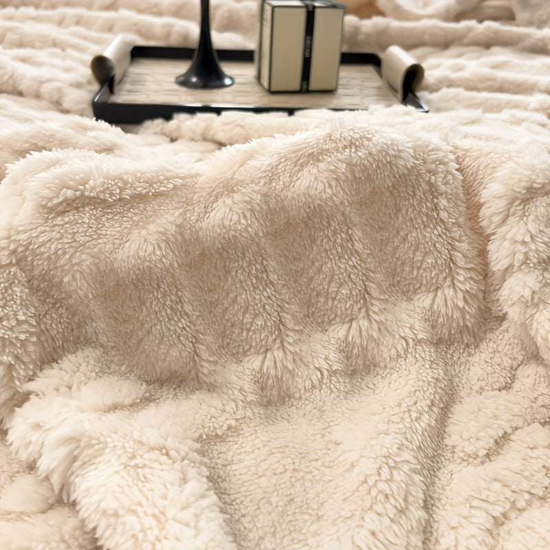 1 Pezzo Coperta in Taffetà a Strato Singolo - Leggera Coperta Multifunzionale, Plaid Caldo per Camera da Letto e Soggiorno, Beige, Coperta per Tutte le Stagioni