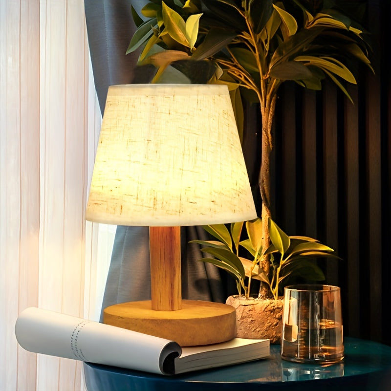NordicLicht - Wooden LED Night Light with Linen Lampshade