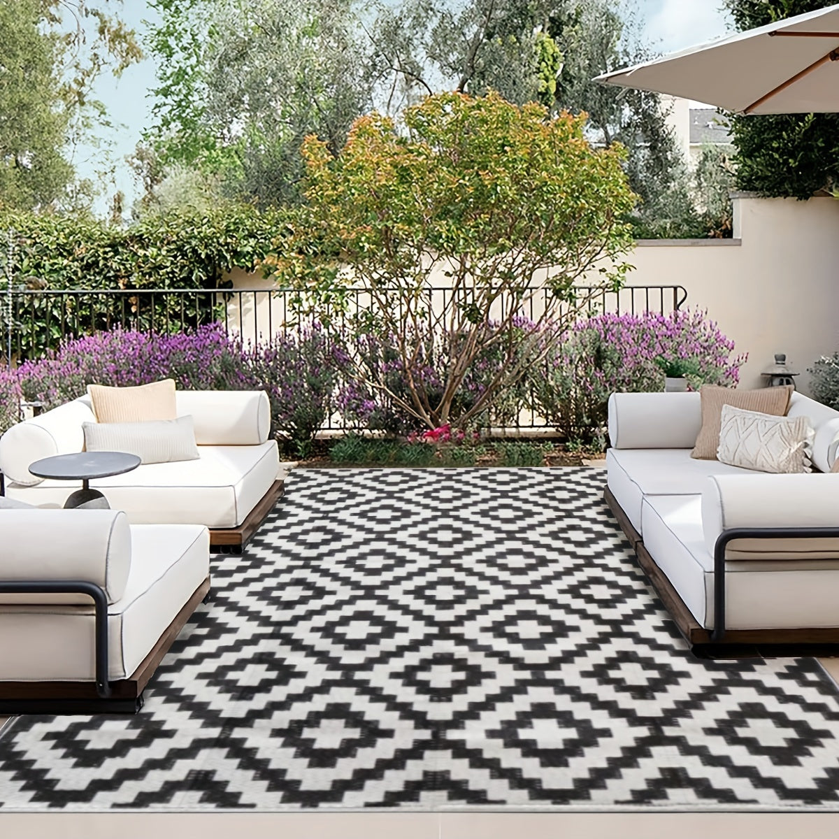 Tappeto Esterno Impermeabile Intrecciato a Mano - Resistente alle Intemperie e ai Colori, Perfetto per Campeggio, Terrazze e Giardini