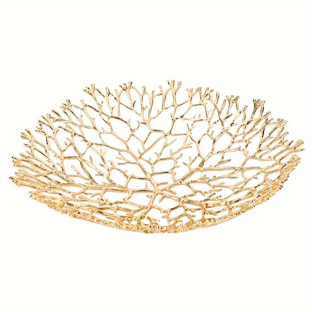 MetalServe-Coral - Luxury Open Fruit Bowl for Home Decoration, Coffee Table & Dining Room