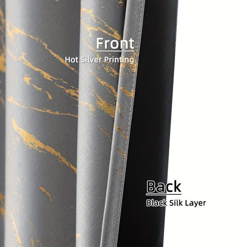 2 Pezzi di Tende Oscuranti in Marmo Stampato con Foglia d'Oro - Copertura per Finestre per Soggiorno e Camera da Letto