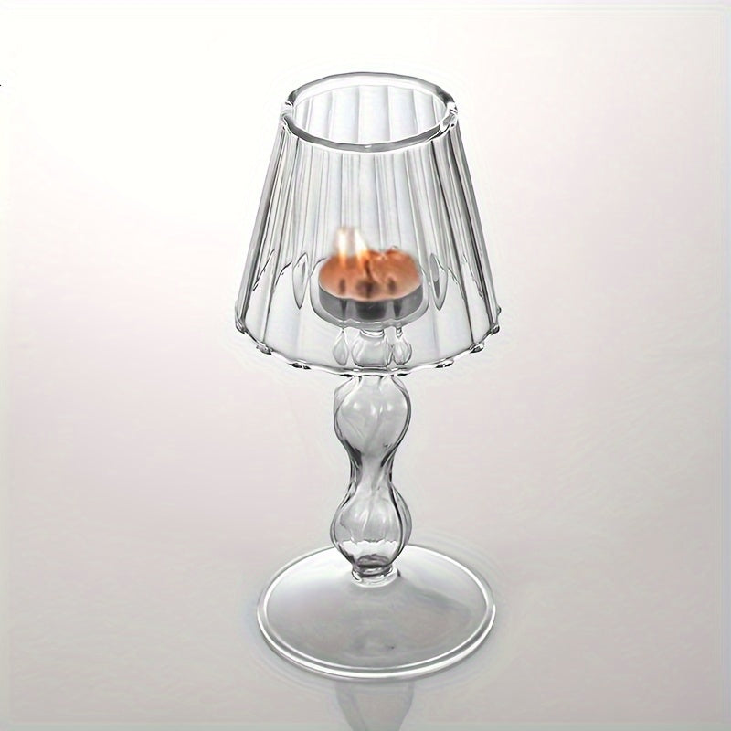 CrystalGlow - Lampada da tavolo decorativa in vetro e portacandele
