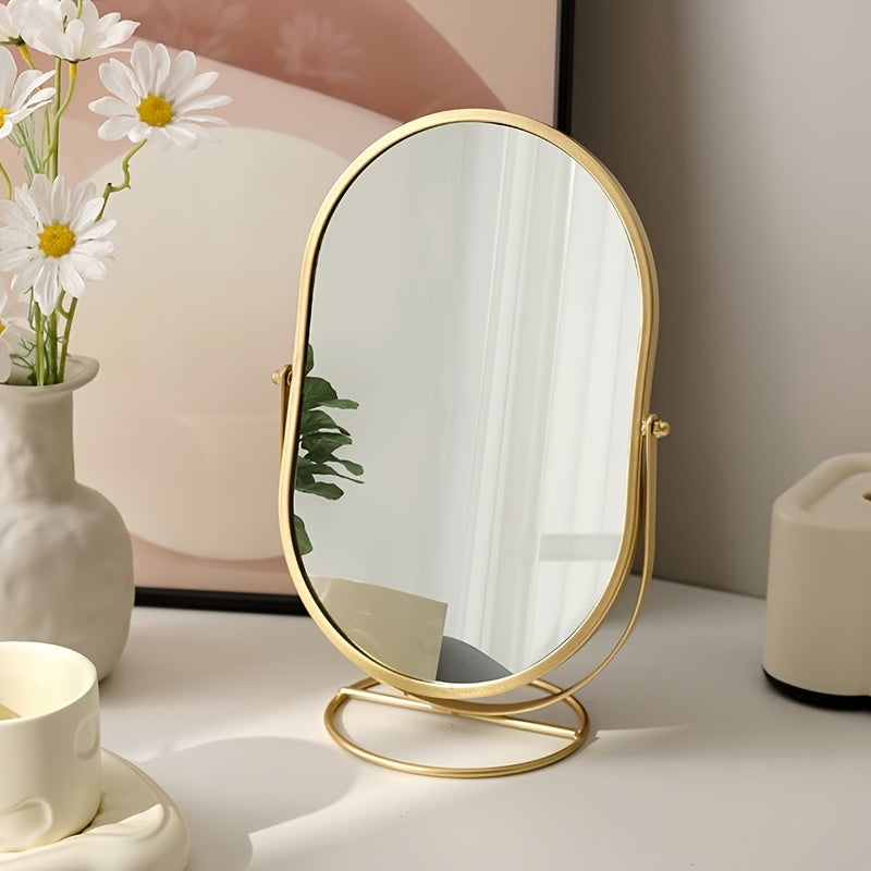 Specchio per Trucco Rotante a 360° – Cornice in Ferro, Compatto e Portatile, Nessuna Elettricità Necessaria