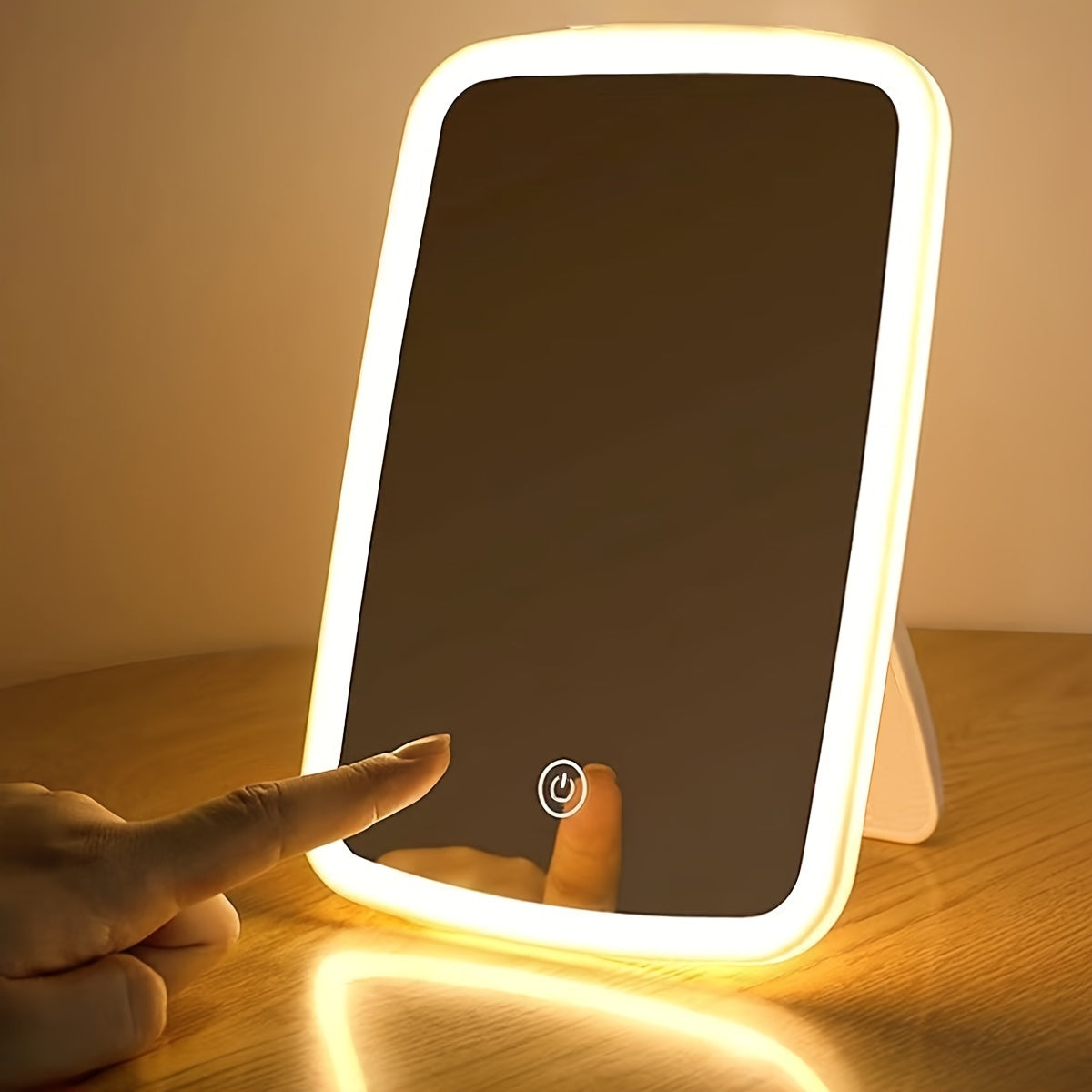Specchio per trucco LED con sensore touch - 3 modalità di illuminazione a colori, luminosità regolabile, pieghevole e ricaricabile