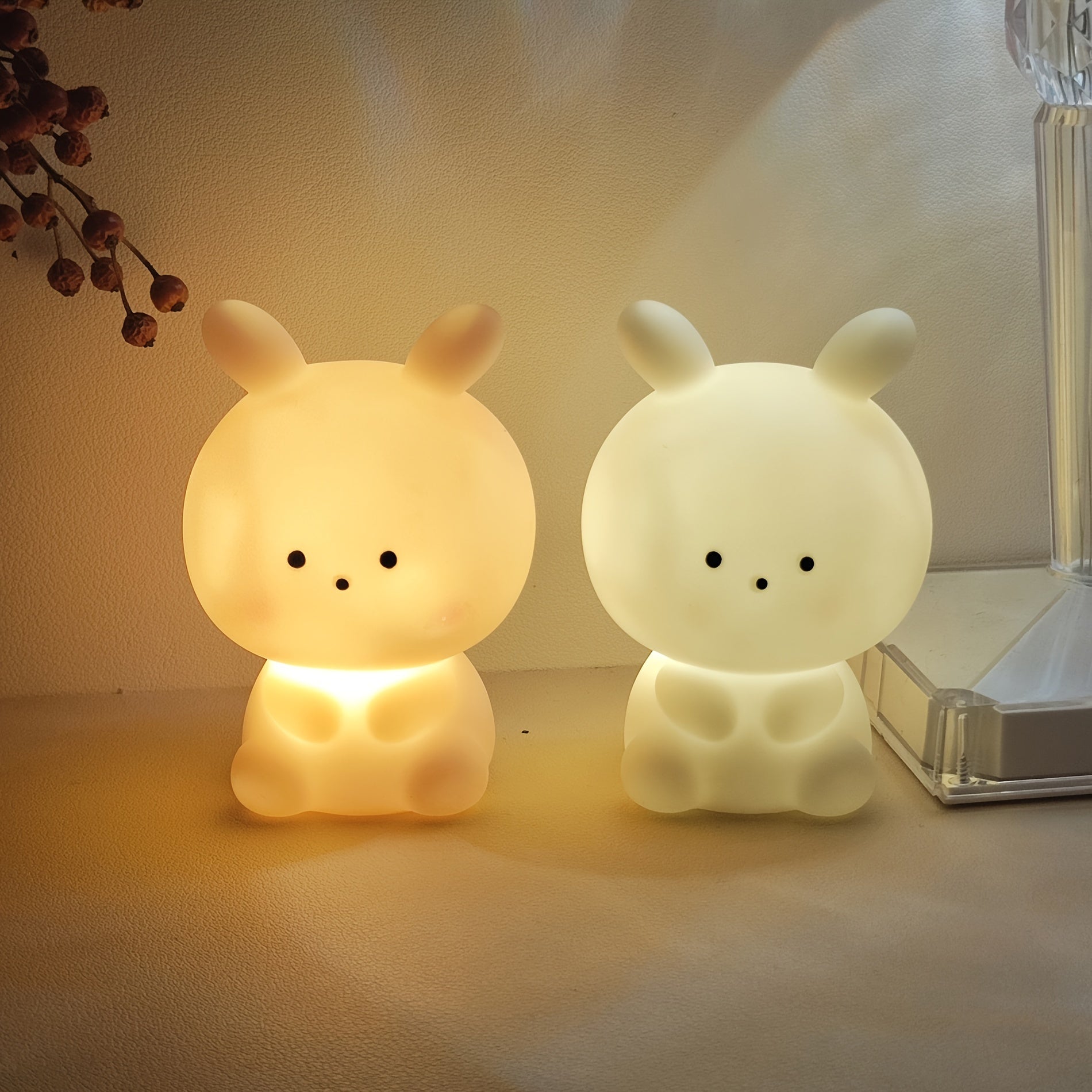 BunnyBright - Large-headed Rabbit LED Table Lamp with Battery Power and Anime Design