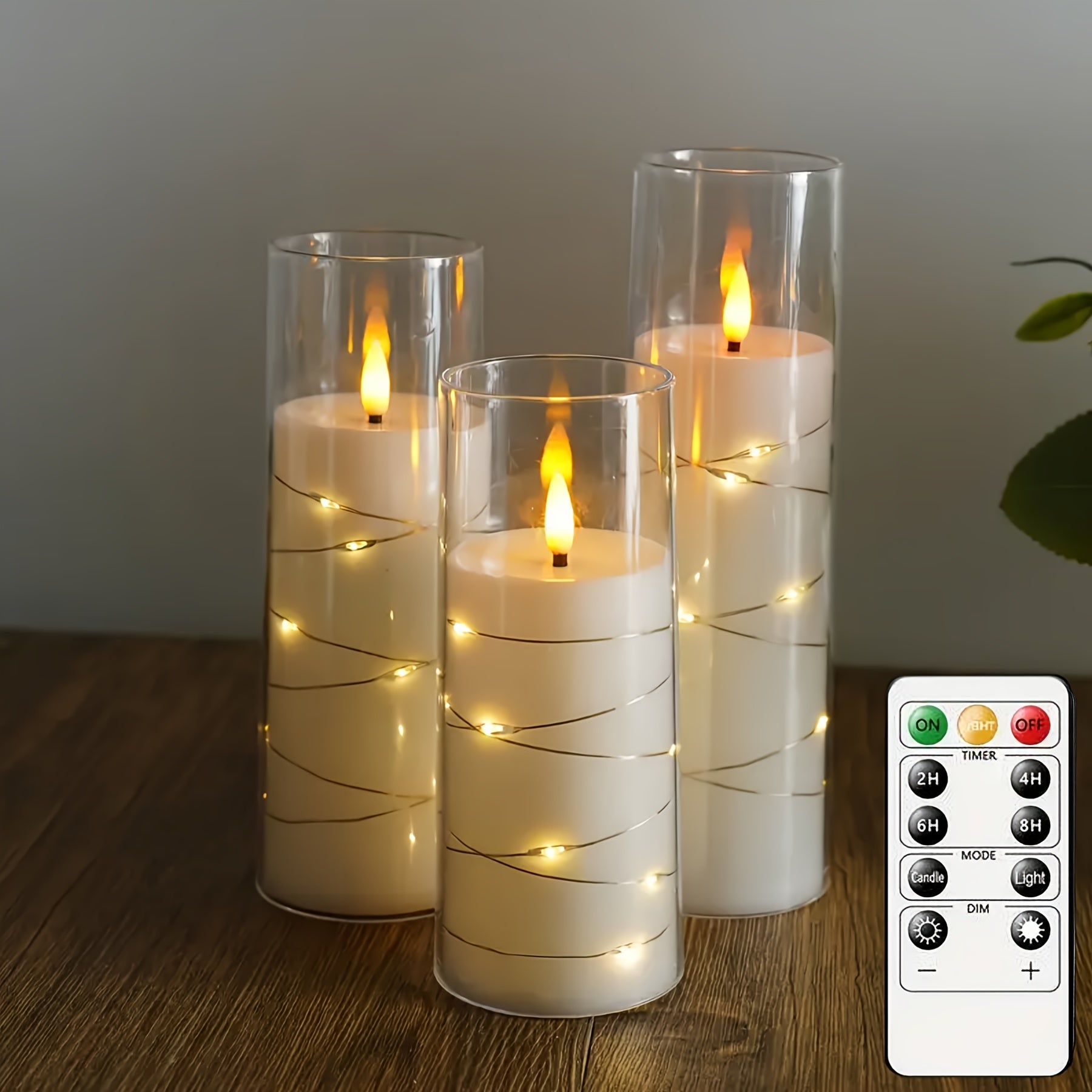 Conjunto de 3 Velas LED Românticas com Comando à Distância - Brilho Ajustável e Função de Temporizador, Ideal para Festas, Casamentos e Decoração de Hotel
