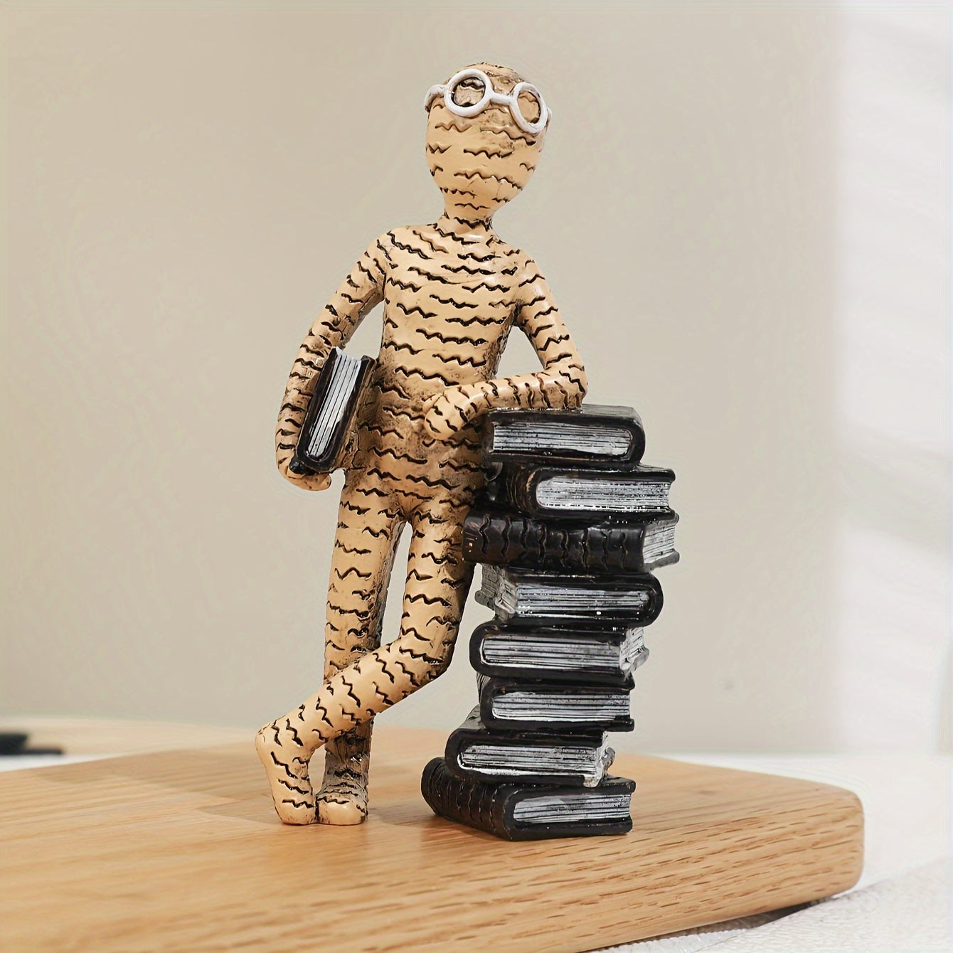 Suporte para Livros Abstracte Brillen - Estatueta de Resina para Biblioteca e Decoração de Sala de Estar