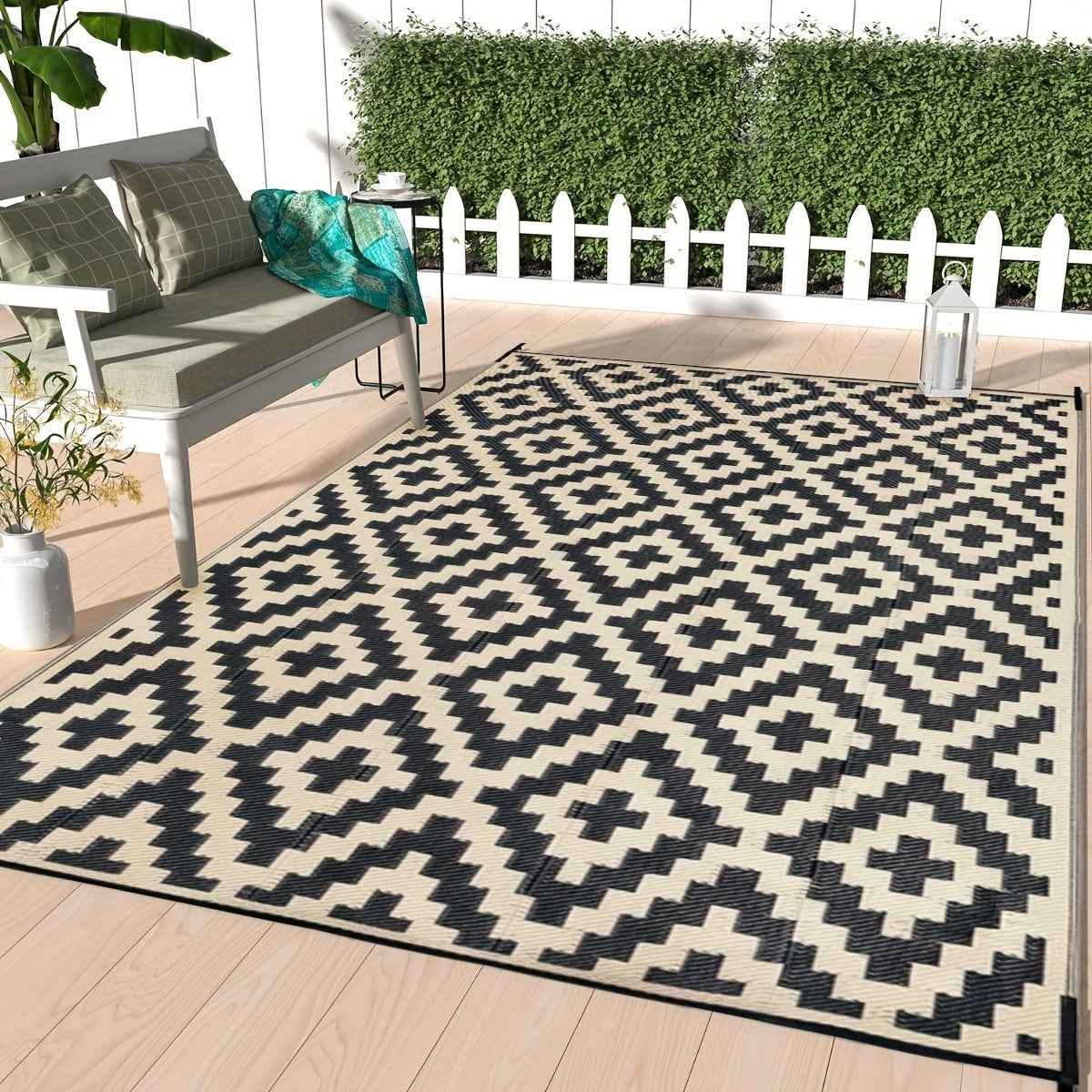 Tappeto Doppia Faccia - Tappeto Moderno in Erba Sintetica per Esterni, Grande Zerbino per Camper, Patio, Giardino, Spiaggia e Campeggio
