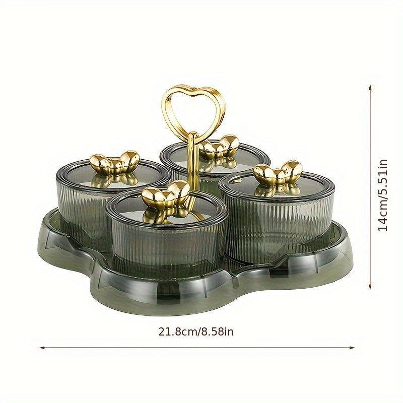 AcrylicServe Set - 4-piece Acrylic Nut & Candy Bowl Set with Lid