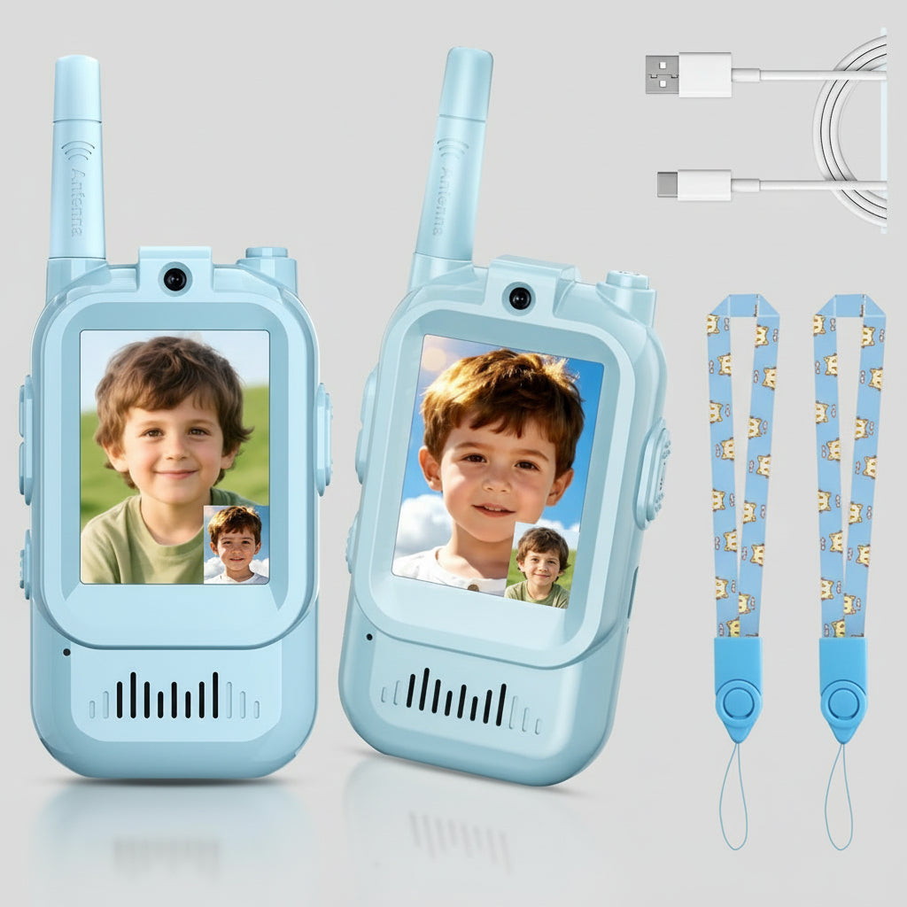 Walkie Talkie Vídeo Crianças Recarregável Longo Alcance