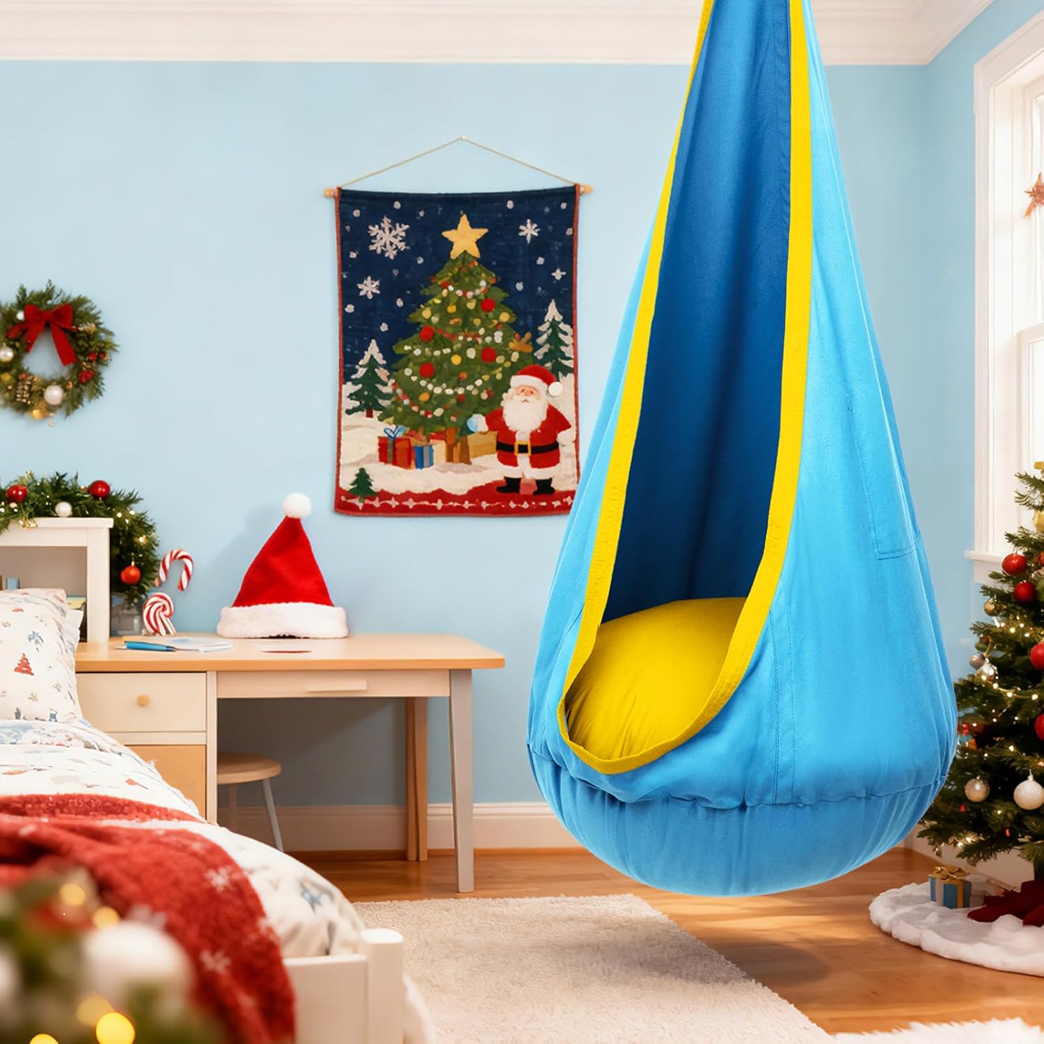 Cadeira Suspensa Sensorial para Crianças Interior Pufe Baloiço