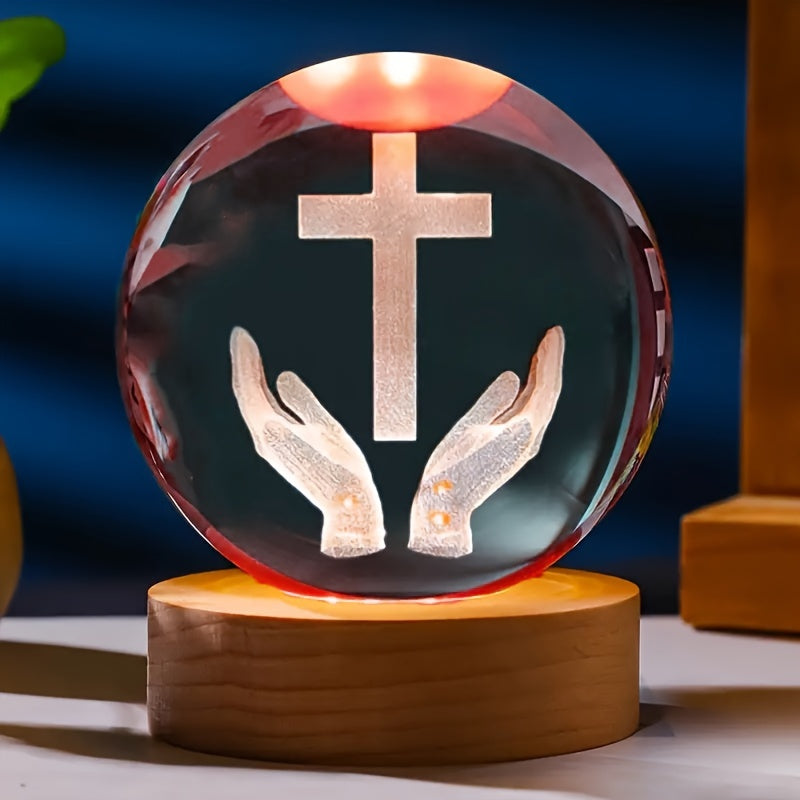 CrystalGlow - Traditional 3D Engraved Crystal Night Light
