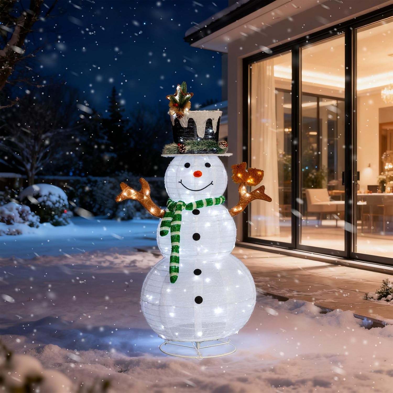 Decoração de Jardim com Pai Natal Luminoso 90 Lâmpadas LED