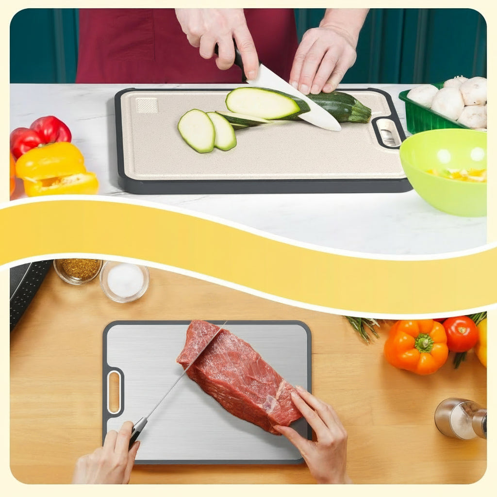 Cutting Board Kitchen Double-Sided Titanium PP With Juice Groove