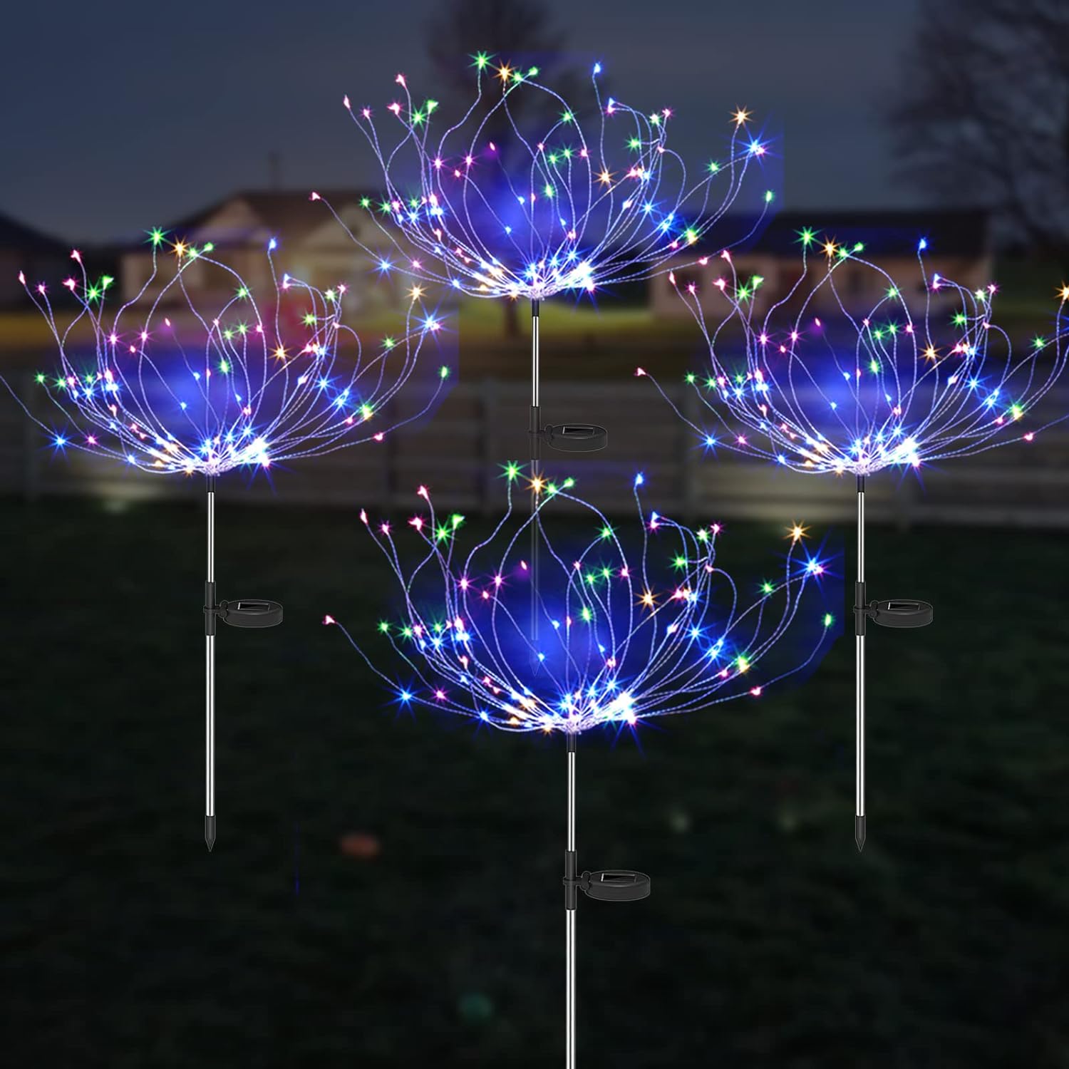 4 Pieces Outdoor Solar Garden Firework Lamps