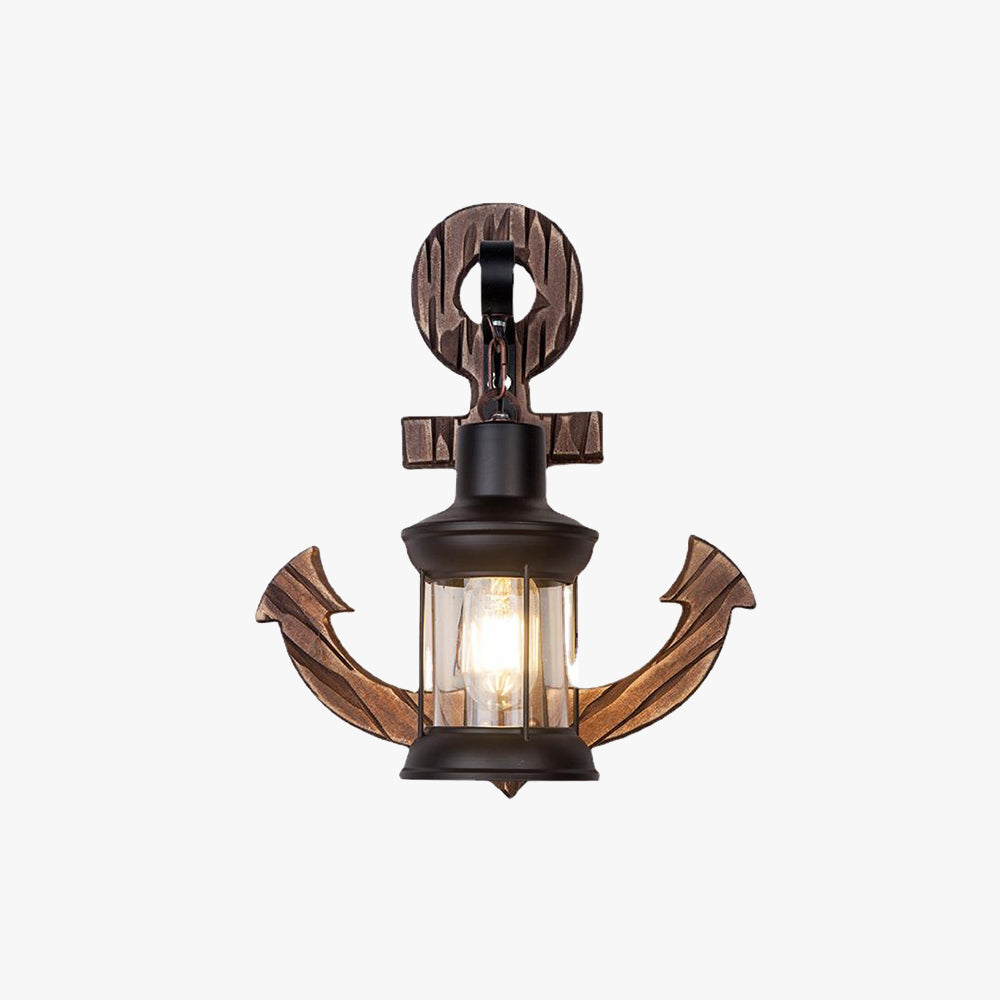 Austin Vintage LED Wall Lamp - Anchor, Dining/Living Room, Metal/Wood