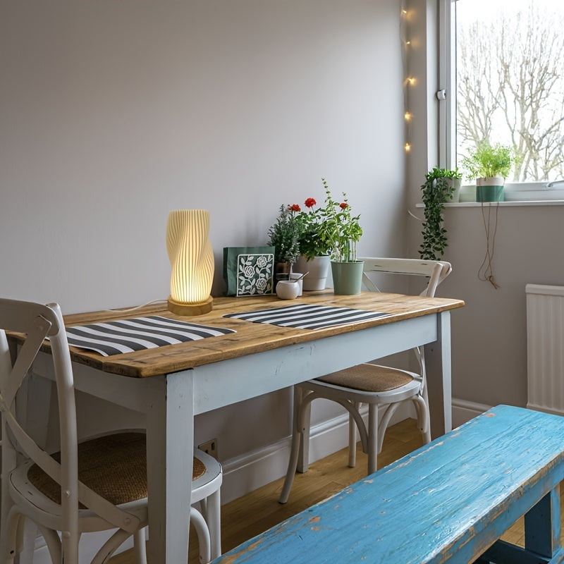 CozyLight - Lampada Notturna LED con Base in Legno, Alimentata via USB, Dimmerabile