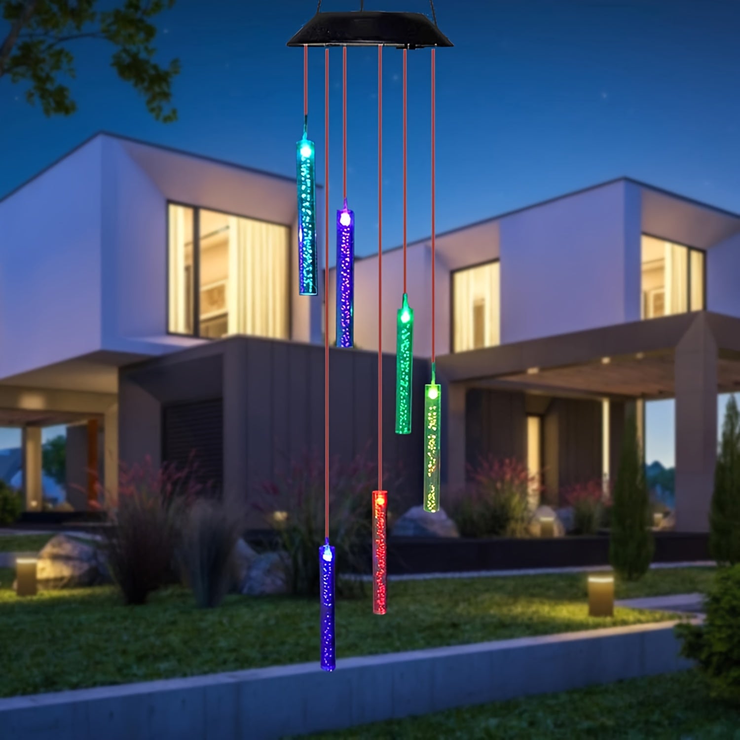 SolarChime - Campana de viento LED que cambia de color para exteriores