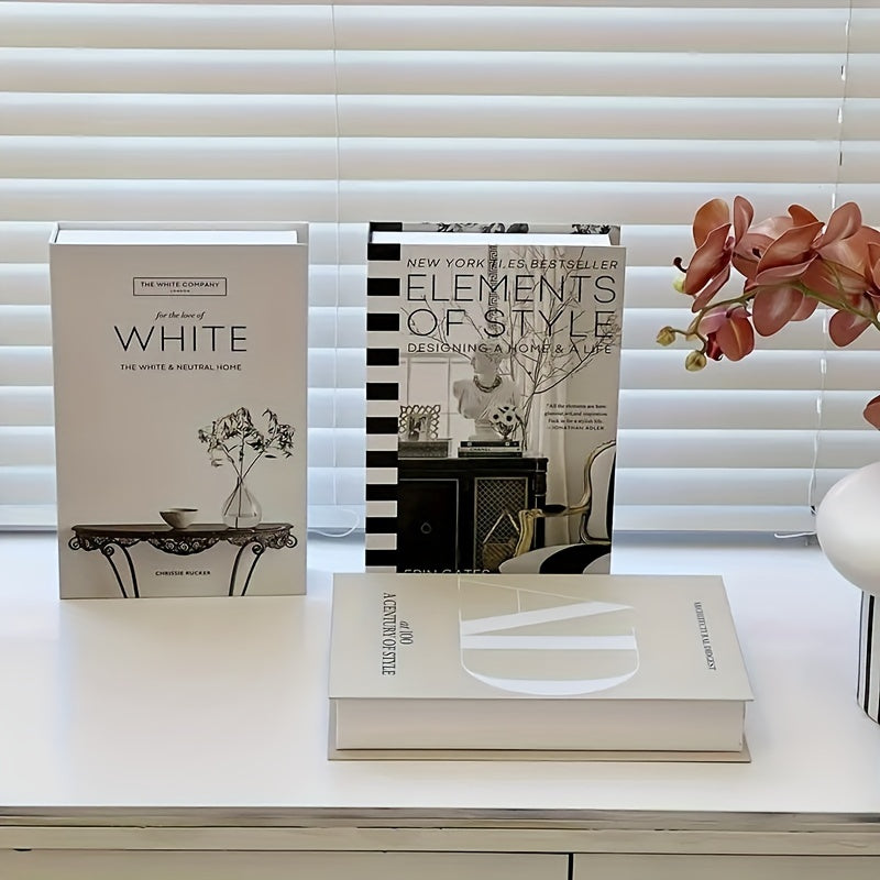 Conjunto de 3 Livros Decorativos Dobráveis - Suportes Clássicos de Papel para Decoração de Prateleiras
