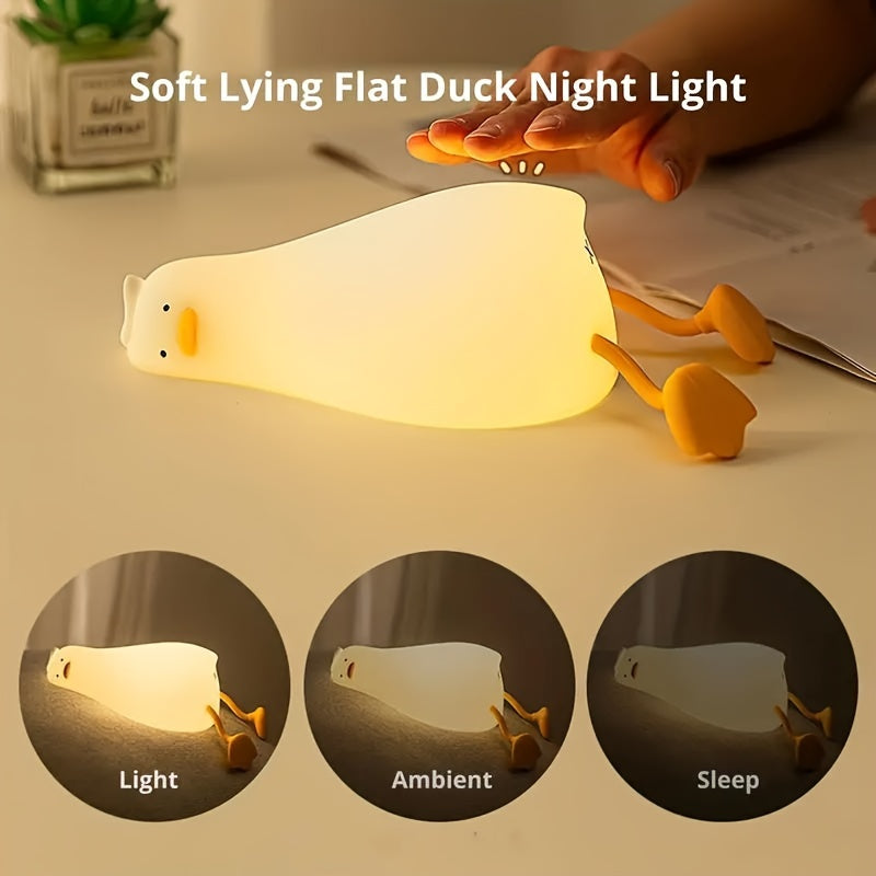 DuckGlow - Cute Duck Night Light with USB Rechargeable Battery and Dimmable Light