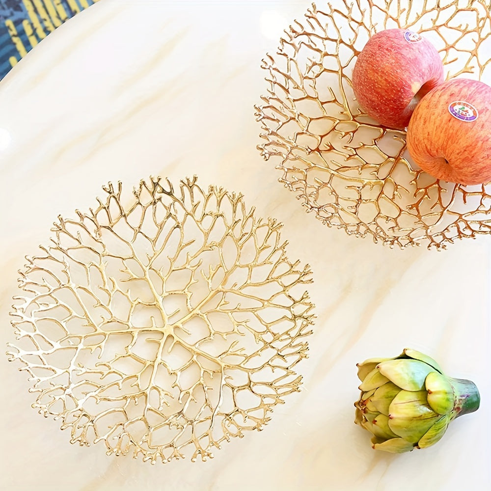 MetalServe-Coral - Luxury Open Fruit Bowl for Home Decoration, Coffee Table & Dining Room