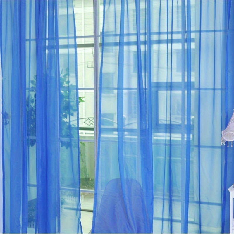 2 Pezzi Tende in Voile con Fiori - 200cm x 100cm Pannelli Trasparenti per Finestra con Occhielli, Leggeri e Lavabili