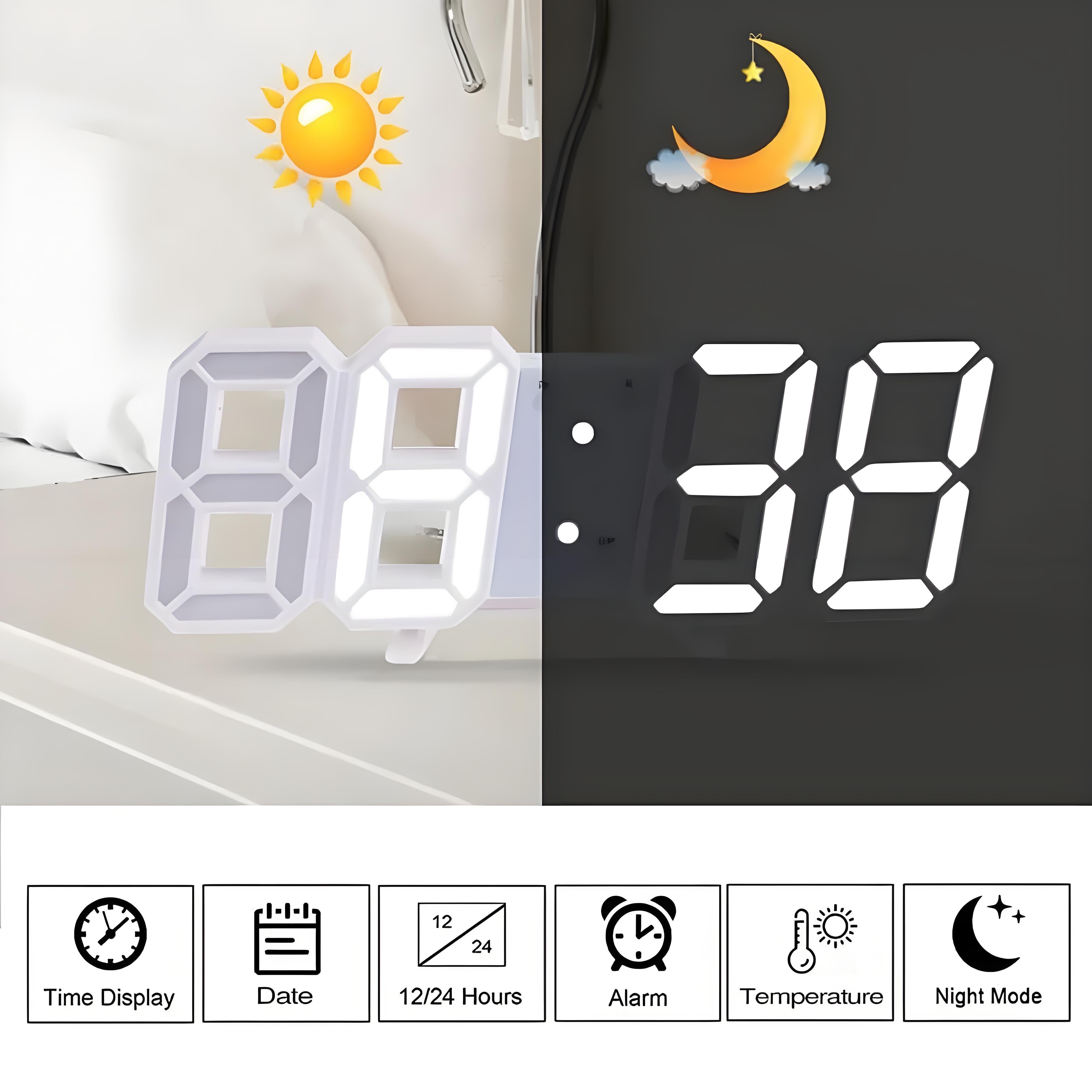 DigiTime - LED 3D Digital Clock with Calendar & Temperature Display