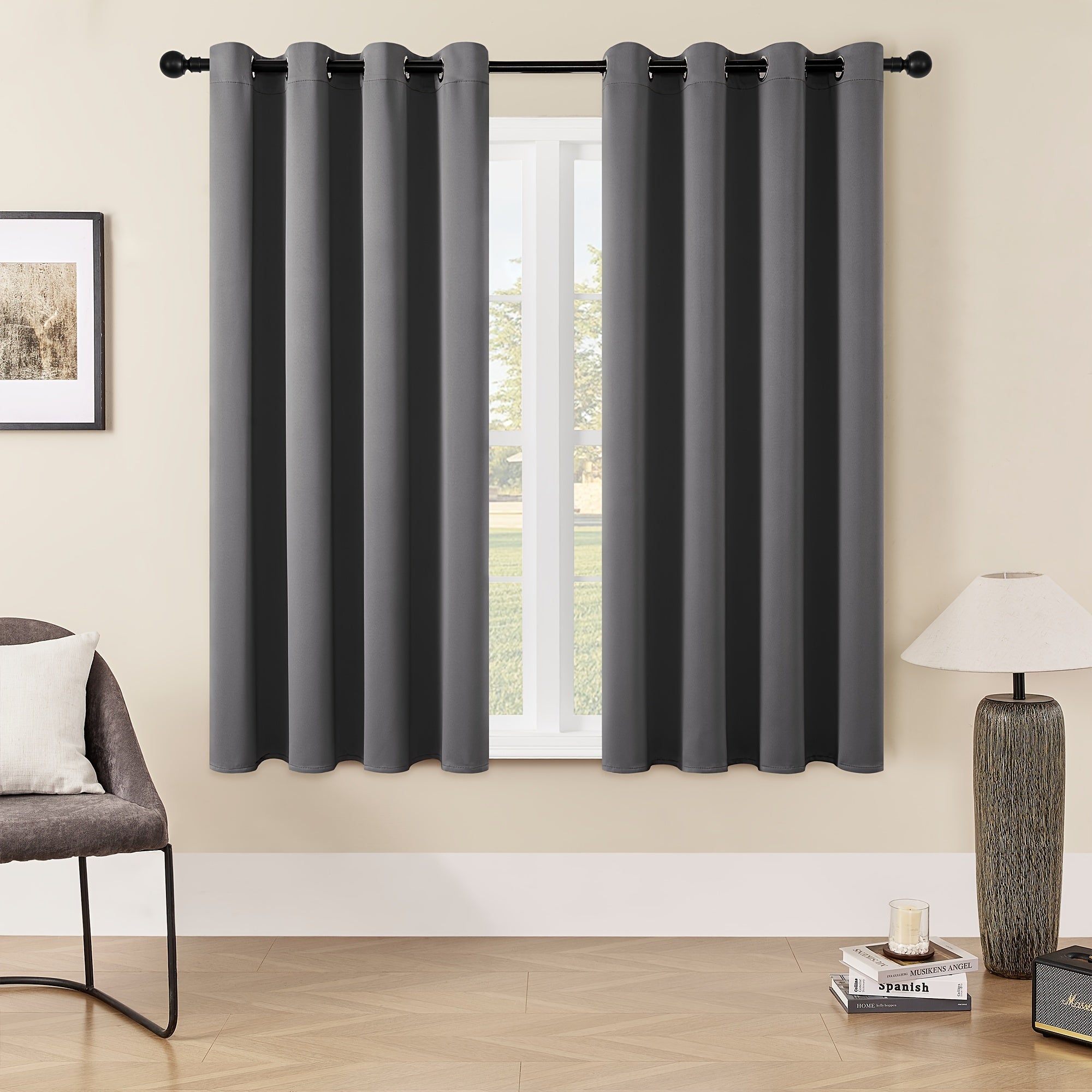 Verduisterende Gordijnen - 2 Stuks Moderne Polyester Gordijnen met Thermische Isolatie en Oogjes