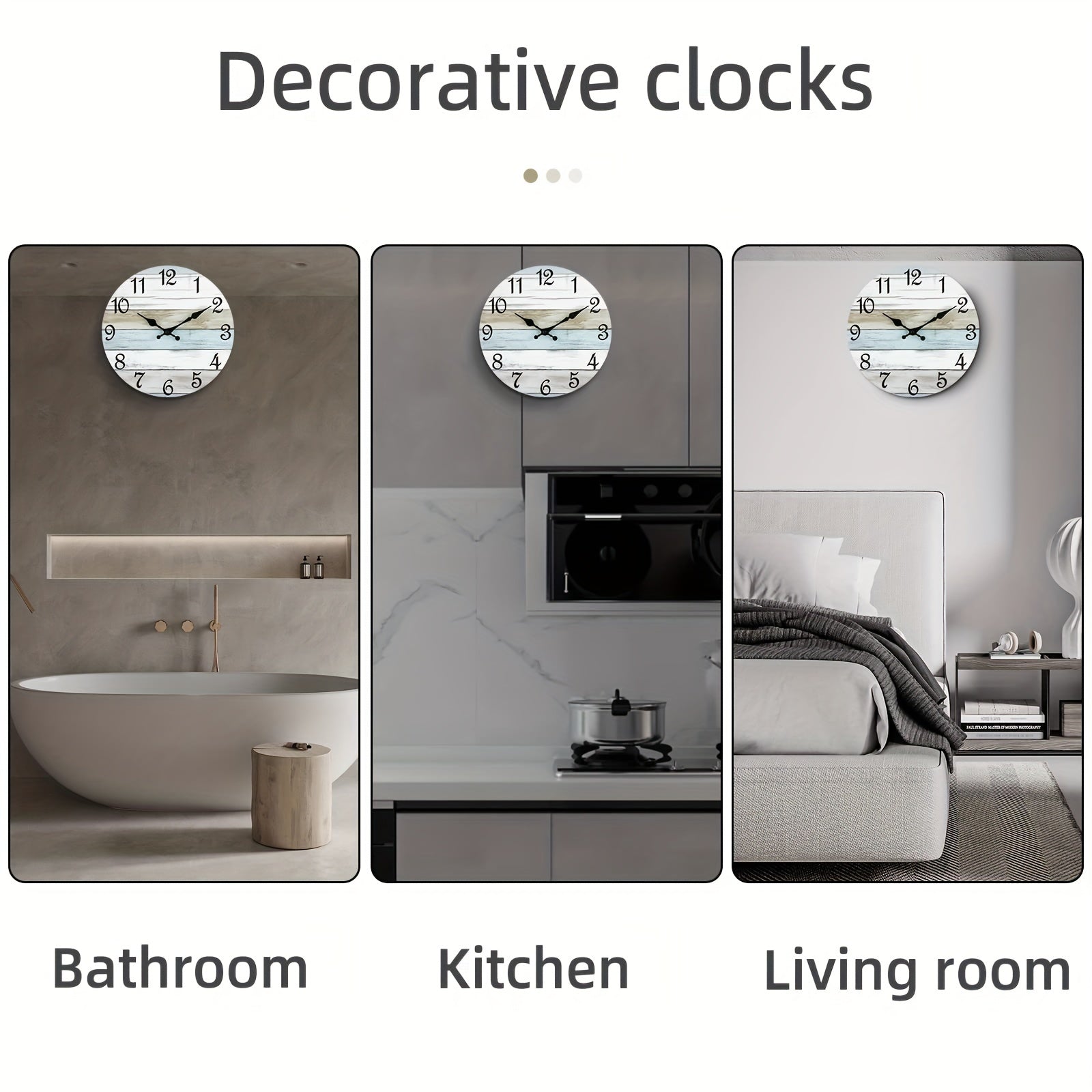 Nautical Wall Clock - Silent Round Clock, Blue Theme for Outdoor and Indoor Use