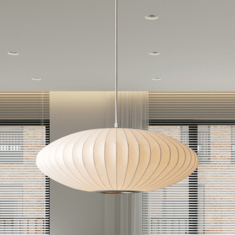 Lámpara Colgante Blanca Moderna con Pantalla de Tela - 1 Luz