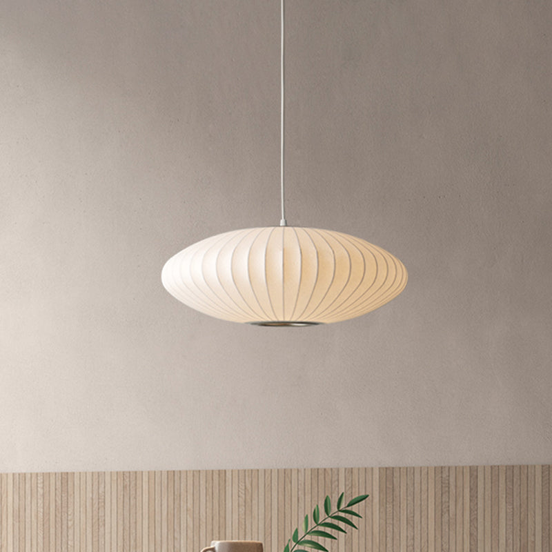 Lámpara Colgante Blanca Moderna con Pantalla de Tela - 1 Luz