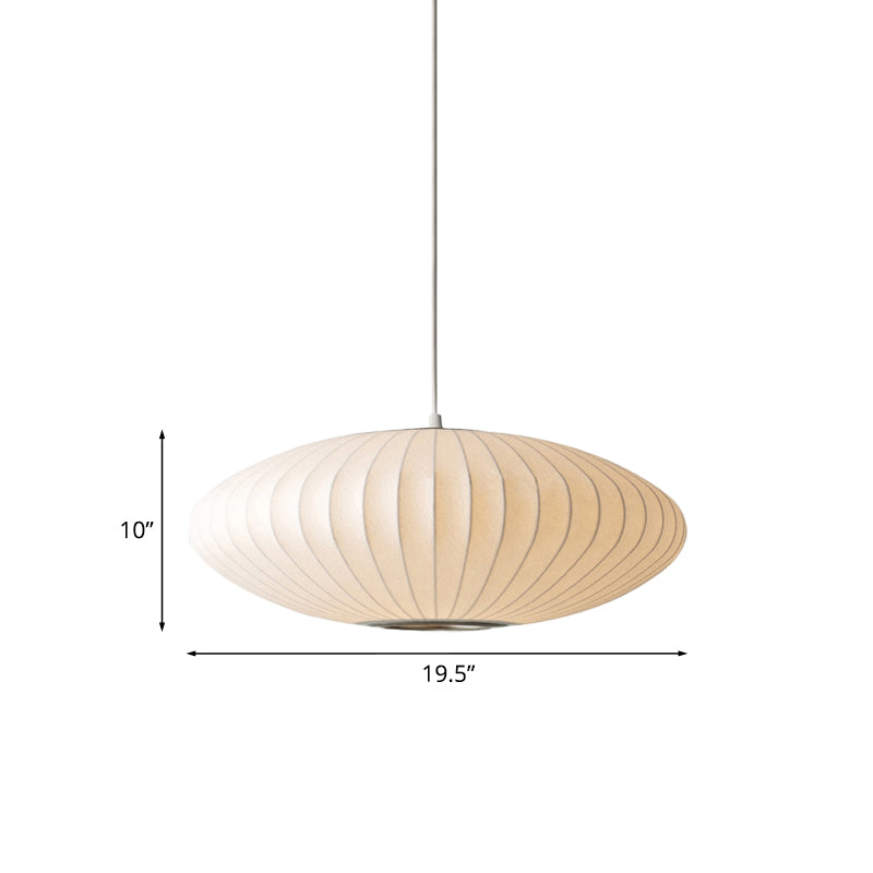 Lámpara Colgante Blanca Moderna con Pantalla de Tela - 1 Luz