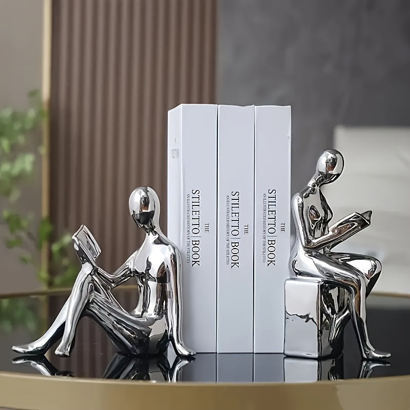 LuxeCeramic - Keramische Boekensteunen - Abstract Ontwerp voor Woonkamer en Kantoor