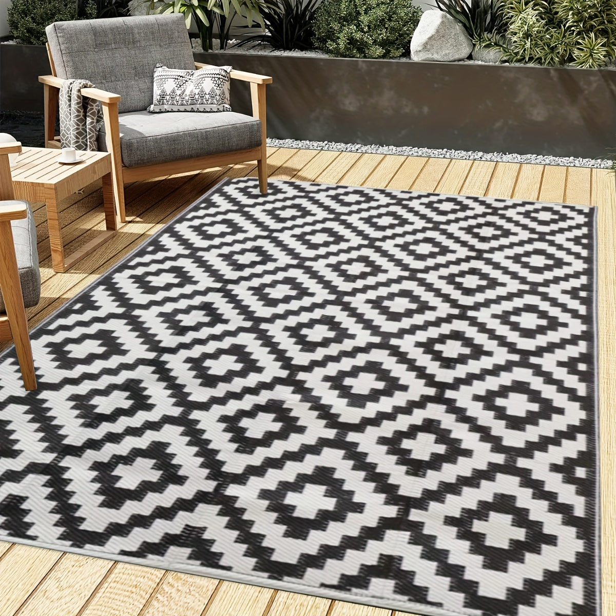 Tappeto Doppia Faccia - Tappeto Moderno in Erba Sintetica per Esterni, Grande Zerbino per Camper, Patio, Giardino, Spiaggia e Campeggio