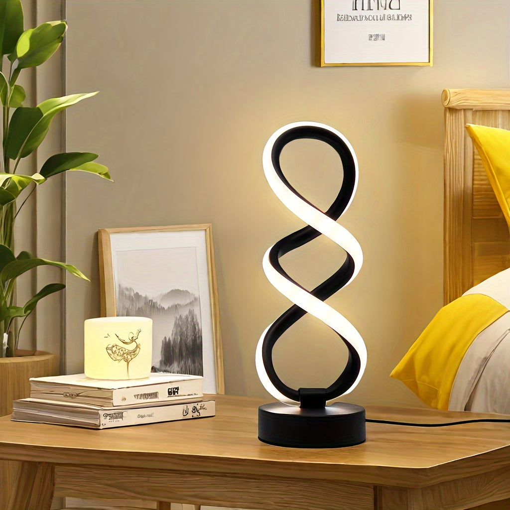SpiraLux - Candeeiro de Mesa Espiral Moderno com Três Definições de Cor