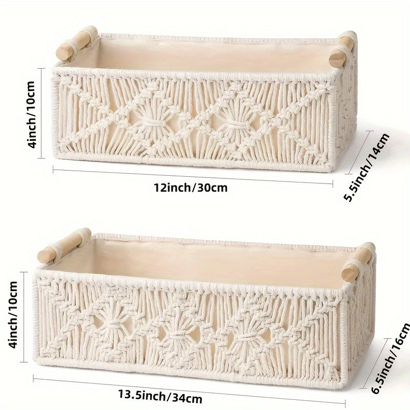 Boho Storage Basket – Handmade Woven Organizer for Bathroom, Bedroom, and Living Room